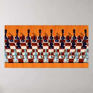 Poster stéréogramme 3D d'échecs infini