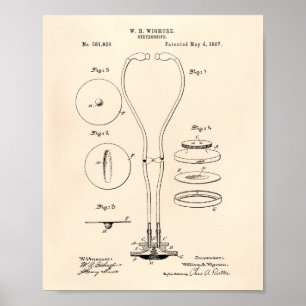 Poster Stethoscope 1897 Brevet Art Vieux Poivre