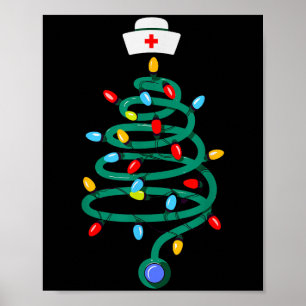 Poster Stethoscope Arbre de Noël Docteur Infirmière