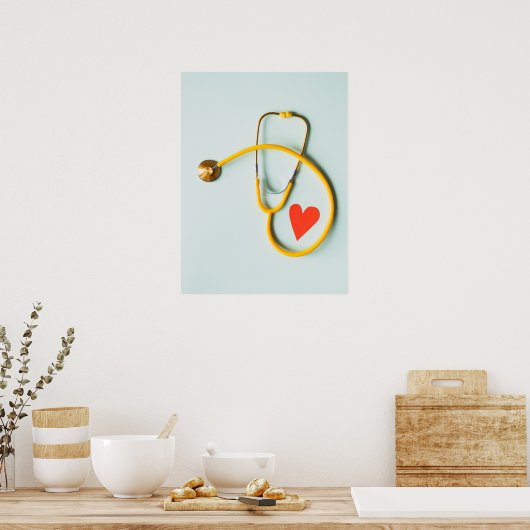 Poster Stethoscope avec coeur Design médical simple (Cuisine)