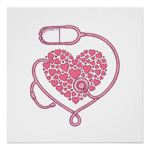 Poster Stéthoscope Cardiaque Design de Chemise Vectoriel