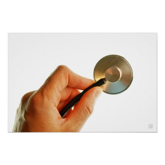 Poster Stéthoscope dans une main pour une atmosphère d'hô (Devant)