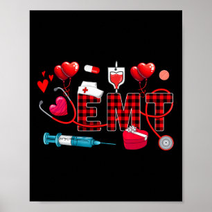 Poster Stéthoscope de la Saint-Valentin Emt Outils d'infi