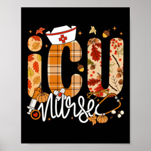 Poster Stethoscope Icu Infirmière Automne Yall Feuilles d