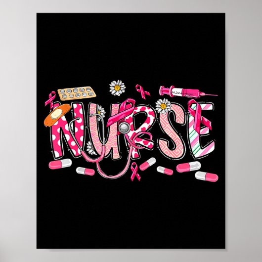 Poster Stéthoscope infirmière cancer du sein (Devant)