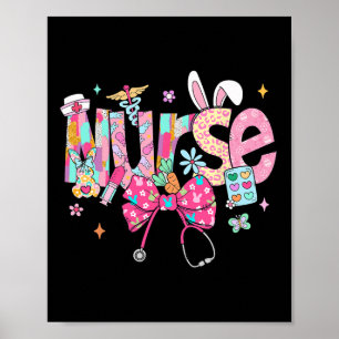 Poster Stéthoscope infirmière mignon nœud coquet Stéthosc