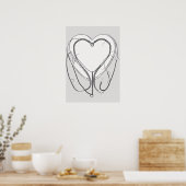 Poster Stéthoscope Ligne Art Cadeau Infirmière Profession (Cuisine)