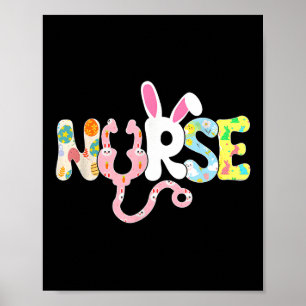 Poster Stethoscope Scrub Nurse Life Pâques Jour Mignonne