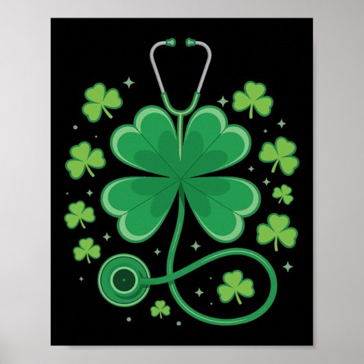 Poster Stéthoscope Shamrock Cadeaux de la Saint-Patrick p (Devant)