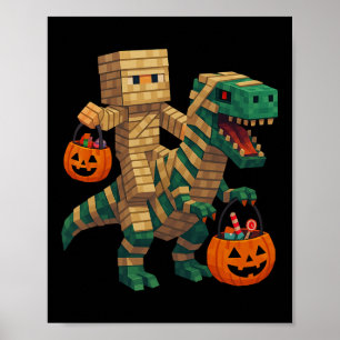 Poster Steve à cheval sur un dinosaure momie T Rex Hallow