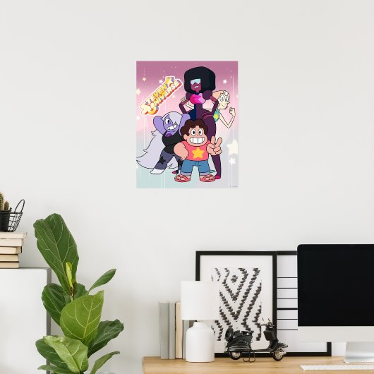 Poster Steven Universe | Pose du groupe Crystal Gem (Bureau à domicile)