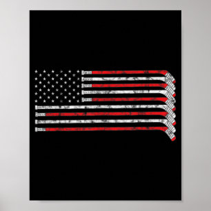 Poster Stick de hockey États-Unis Drapeau Joueur de hocke