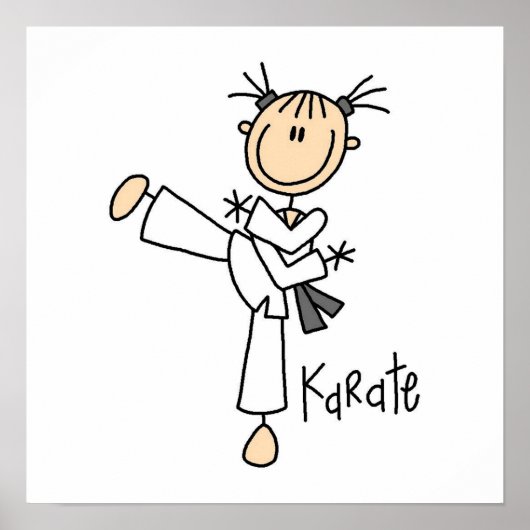 Poster Stick Figure Girl Karate T-shirts et cadeaux (Devant)