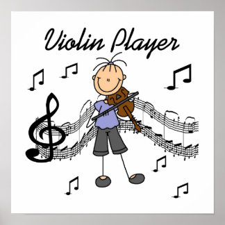 Poster Stick Figure Girl Violin Player T-shirts et cadeau