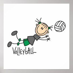 Poster Stick Figure Girls Volleyball T-shirts and Gifts