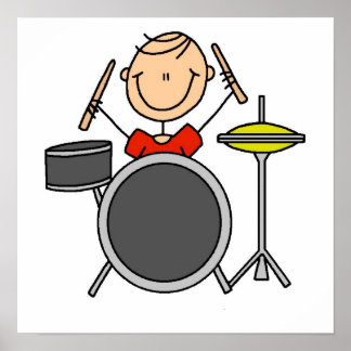 Poster Stick Figure Homme Drummer T-shirts et cadeaux