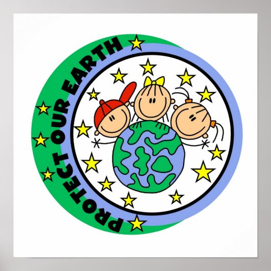 Poster Stick Figure Protégez nos T-shirts et cadeaux Eart (Devant)