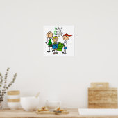 Poster Stick Figure Réduire Réutiliser les T-shirts Recyc (Cuisine)