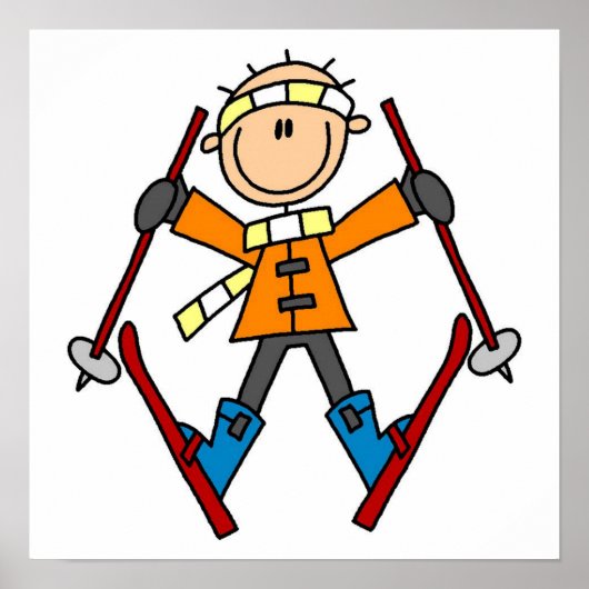 Poster Stick Figure Skier T-shirts et cadeaux (Devant)