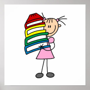 Poster Stick Girl With Books
