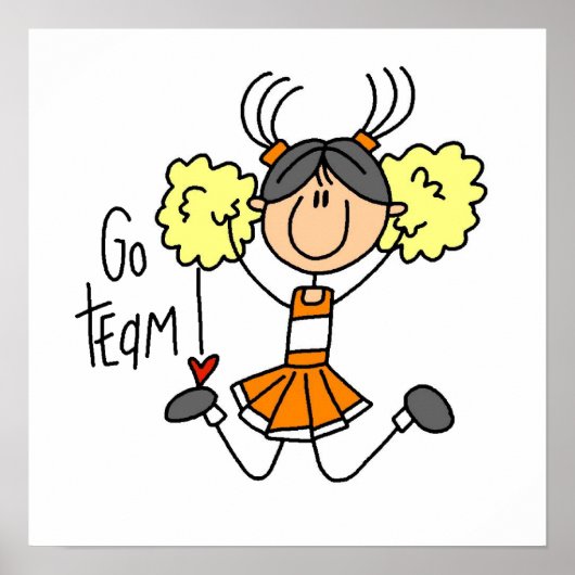 Poster Stick orange Pom-pom girl et cadeaux (Devant)