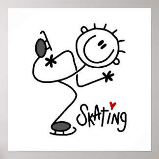 Poster Stick simple Figure Patinage de glace T-shirts et 