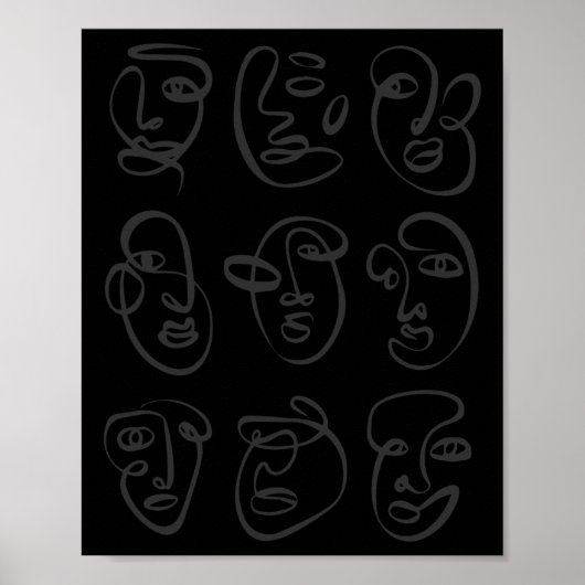 Poster Sticker de collection de faces de ligne Abstraite (Devant)
