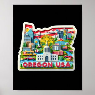 Poster Sticker De L'État De L'Oregon Aux États-Unis