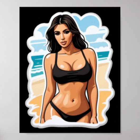 Poster Sticker de plage Kim Kardashian (Devant)