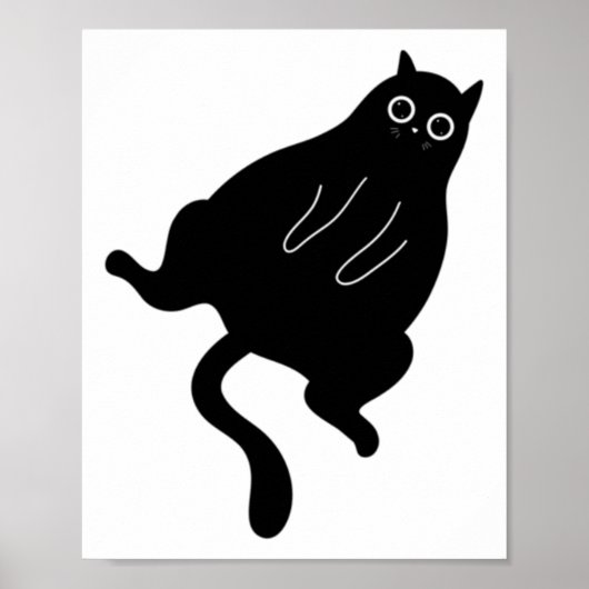 Poster Sticker en chat noir gras (Devant)