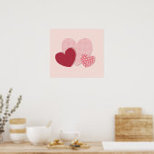 Poster Sticker en papier Coeurs roses (Cuisine)