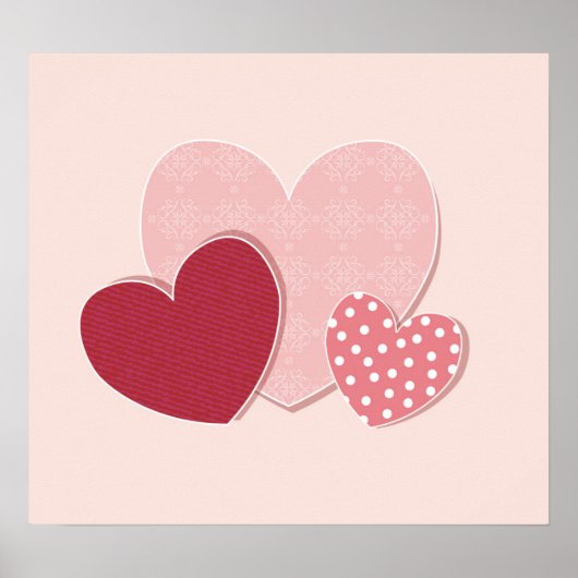 Poster Sticker en papier Coeurs roses (Devant)