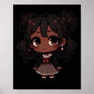 Poster Sticker en uniforme de l'école Chibi