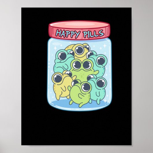 Poster Sticker Frogs Happy Pills (Devant)