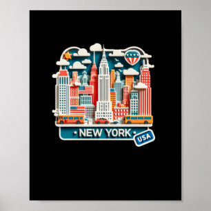Poster Sticker New York Aux Etats-Unis