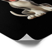 Poster Sticker pour chien souriant (Arrière - plan noir) (Coin)