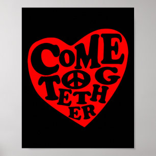 Poster Sticker pour les signes Coeur de Paix Come Togethe