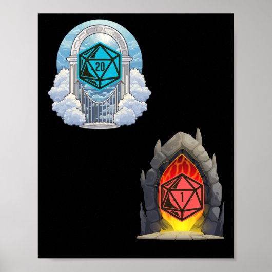 Poster Sticker pour malchance Heaven Hell D20 Fortune (Devant)