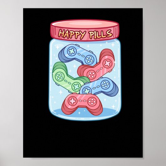 Poster Sticker pour pilules Joyeux Gamer (Devant)