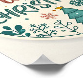 Poster Sticker rond de Noël joyeux avec arbre (Coin)