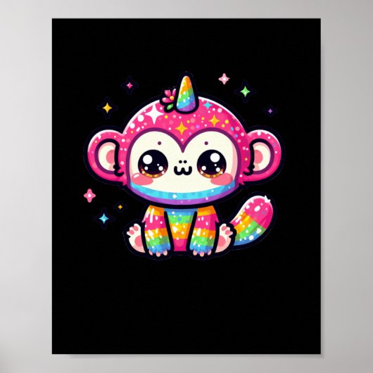 Poster Sticker singe Unicorne (Devant)