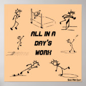 Poster Stickman piste et champ "All in a Day's Work" (Devant)