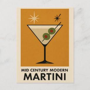 Poster Stijl Mid Century Modern Martini Briefkaart