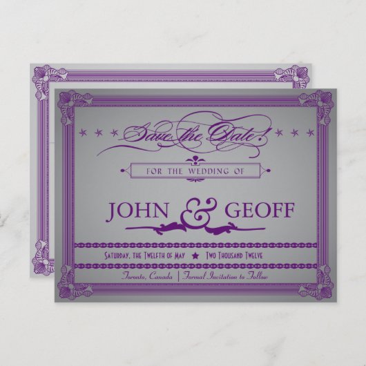 Poster Stijlaugplant en grijs sparen de Datum Aankondigingskaart (Voorkant / Achterkant)