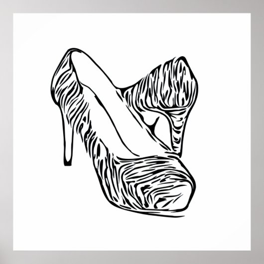 Poster Stiletto noir et blanc talons Vector Art (Devant)