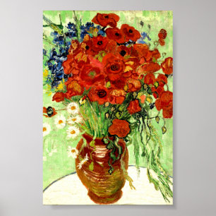 Poster Still Life, Vase with Daisies and Poppies (1890)