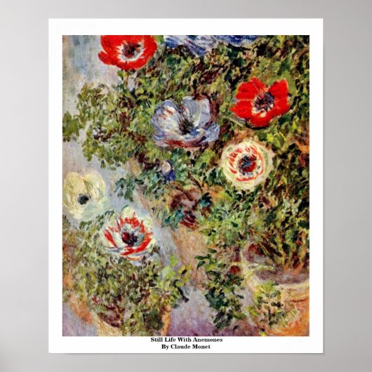 Poster Still Life With Anemones By Claude Monet (Devant)