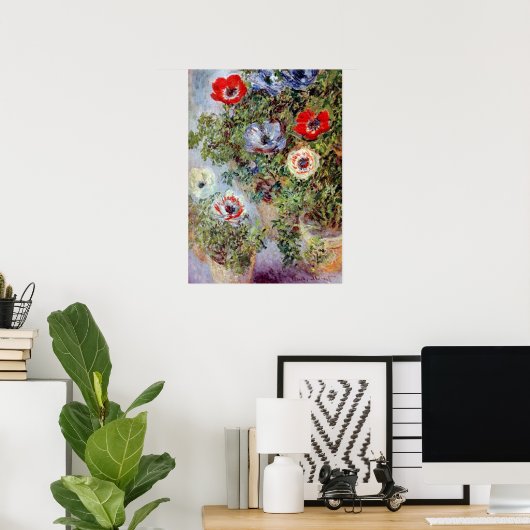 Poster Still Life with Anemones par Claude Monet (Bureau à domicile)