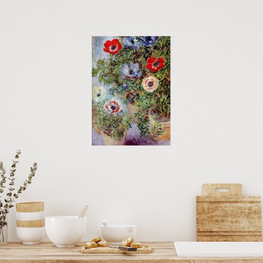 Poster Still Life with Anemones par Claude Monet (Cuisine)
