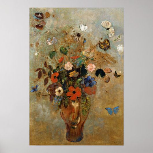 Poster Still Life with Flowers par Odilon Redon (Devant)